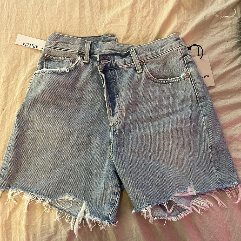 agolde criss cross jean short